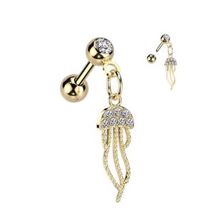 CRYSTAL JELLYFISH CHARM EAR BARBELL - 6MM