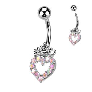 PRINCESS CROWN CRYSTAL BELLY BAR - 10MM