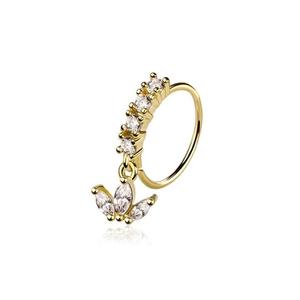 CRYSTAL TRIPLE PETAL CHARM NOSE RING - 8MM