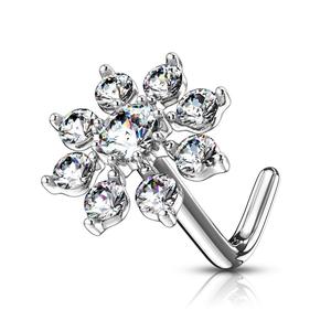 STATEMENT CRYSTAL FLOWER L BEND NOSE STUD - 6MM