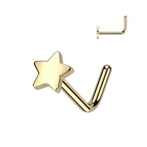 TITANIUM MINI FLAT STAR L BEND NOSE STUD