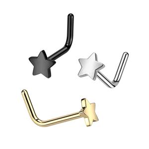 TITANIUM MINI FLAT STAR L BEND NOSE STUD