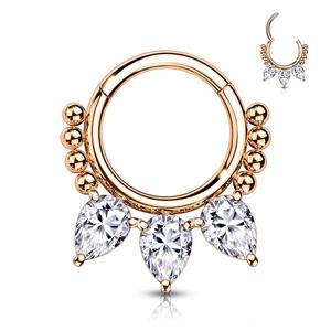 CRYSTAL TEARDROP BEADED HINGE CLOSE HOOP