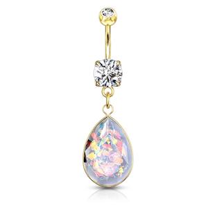 OPAL TEARDROP BELLY BARBELL - 10MM