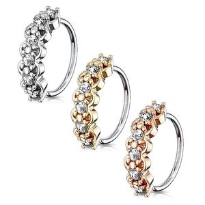 FLORAL LINED CRYSTAL HOOP FOR NOSE / EAR