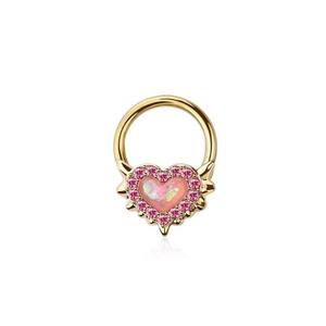 OPAL MERMAID LOVE HEART HINGE CLOSE HOOP - 8MM