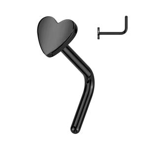 TITANIUM MINI FLAT HEART L BEND NOSE STUD