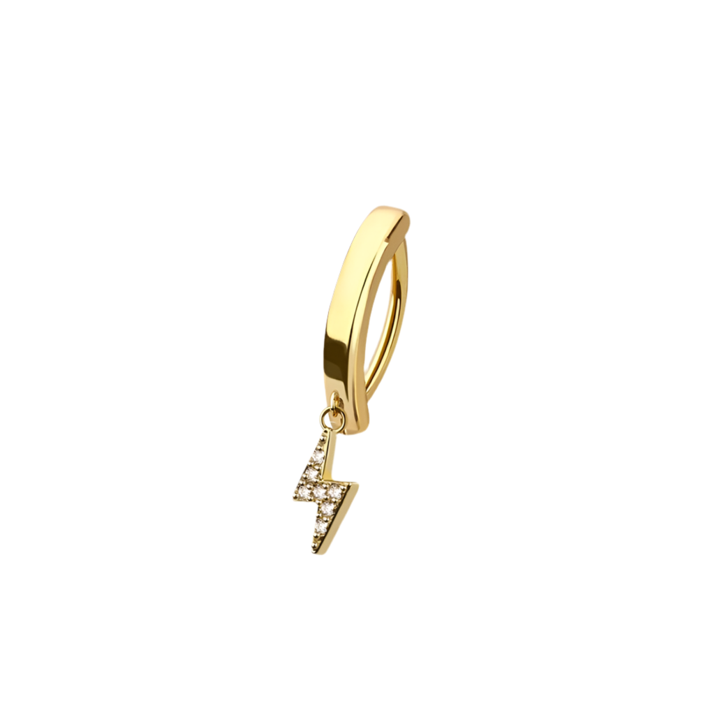 CRYSTAL LIGHTENING BOLT  CHARM BELLY CLICKER HOOP - 10MM