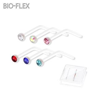 DAINTY CRYSTAL BIOFLEX L BEND NOSE STUD