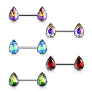 CRYSTAL TEARDROP NIPPLE BARBELL