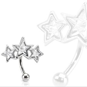 TRIPLE CRYSTAL STAR 10MM CURVED BARBELL