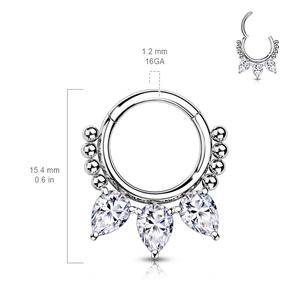 CRYSTAL TEARDROP BEADED HINGE CLOSE HOOP