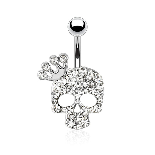 QUEEN OF SKULLS CRYSTAL BELLY BAR - 10MM