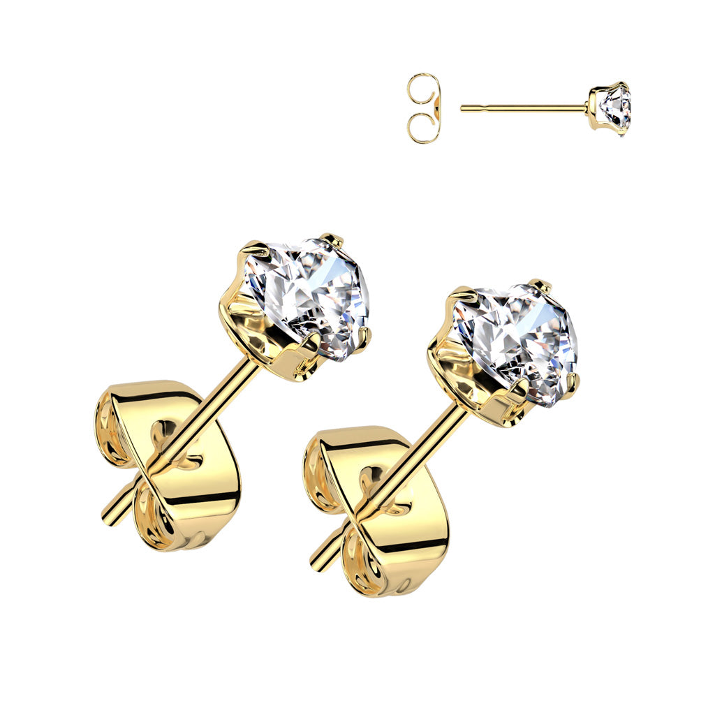 CRYSTAL LOVE HEART STUDS- SURGICAL STEEL