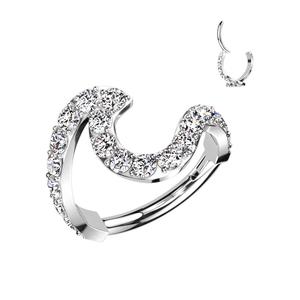 CRYSTAL TIDAL WAVE 8MM HINGE CLOSE FASTENING HOOP