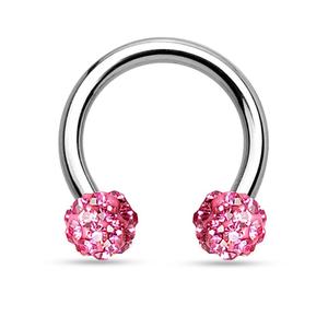 PINK CIRCULAR GLITTER BALL BARBELL