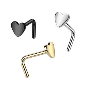 TITANIUM MINI FLAT HEART L BEND NOSE STUD