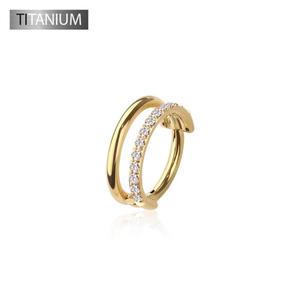 TITANIUM 8MM DOUBLE LINED CRYSTAL BAND HOOP