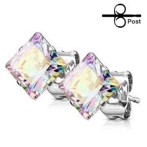 DAINTY CRYSTAL SQUARE STAINLESS STEEL STUDS