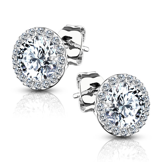 SILVER LARGE CRYSTAL STUDS 925