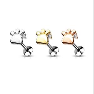 PUPPY & KITTY PAW FLAT BACK LABRET STUD