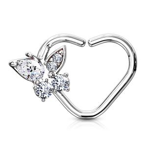 LOVE HEART & CRYSTAL BUTTERFLY HEART HOOP - 8MM