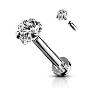 16 Gauge Crystal Heart Top Internally Threaded Stud