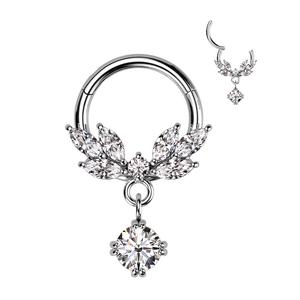 CRYSTAL CHARM 8MM HOOP FOR HELIX , DAITH & SEPTUM