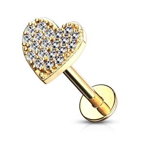 Crystal Love Heart Internally Threaded stud