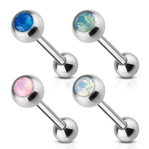 OPALITE CRYSTAL TOP TONGUE BARBELL - 16MM