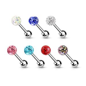 FERIDO DISCO SMOOTH CRYSTAL BALL TONGUE BARBELL -16MM