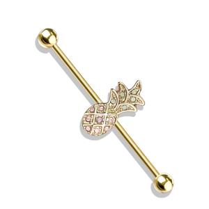 GOLDEN OPALITE PINEAPPLE INDUSTRIAL BARBELL 38MM