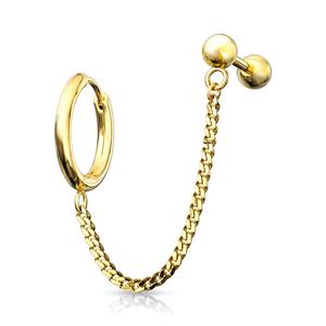 GOLD CHAIN BARBELL STUD & HOOP CONNECTOR CHAIN