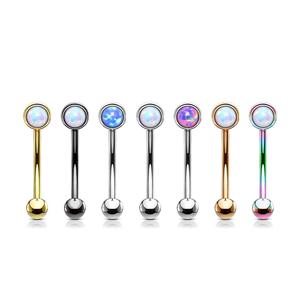 6mm Opal Flat Set 316L Surgical Steel Eyebrow Rook Piercing Curve