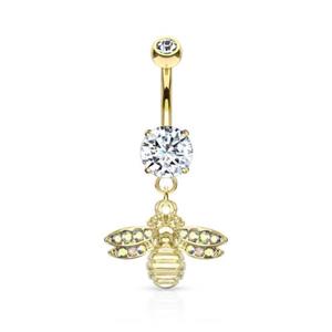 CRYSTAL BUMBLE BEE CHARM BELLY BAR