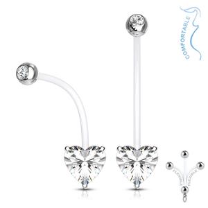 CRYSTAL LOVE HEART BIOFLEX PREGNANCY BELLY BAR ring