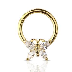 CRYSTAL BUTTERFLY 8MM CLICKER HOOP