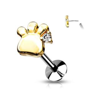 PUPPY & KITTY PAW FLAT BACK LABRET STUD