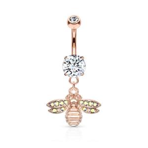 CRYSTAL BUMBLE BEE CHARM BELLY BAR