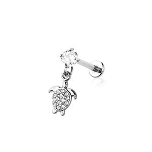 SEA TURTLE CRYSTAL CHARM LABRET - 8MM