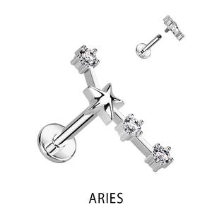 Silver CZ Zodiac Constellation Labret stud