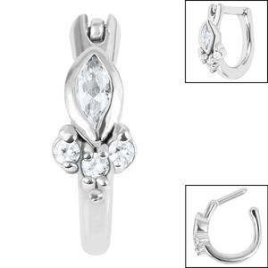 MARQUISE CRYSTAL 8MM CLICKER HOOP FOR HELIX , TRAGUS & MORE