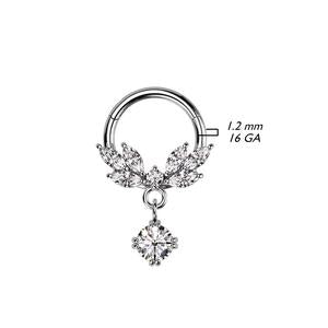 CRYSTAL CHARM 8MM HOOP FOR HELIX , DAITH & SEPTUM