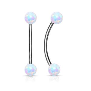 14mm 	 Opal Ball Ends 316L Surgical Steel Curved Barbell for Snake Eye Piercings and More