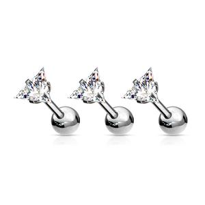 CRYSTAL TRIANGLE CUBIC ZIRCONIA BARBELL