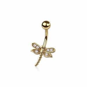 CRYSTAL DRAGONFLY BELLY BAR  - 10MM