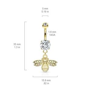 CRYSTAL BUMBLE BEE CHARM BELLY BAR