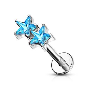 TWIN CRYSTAL STAR FLAT BACK STUD