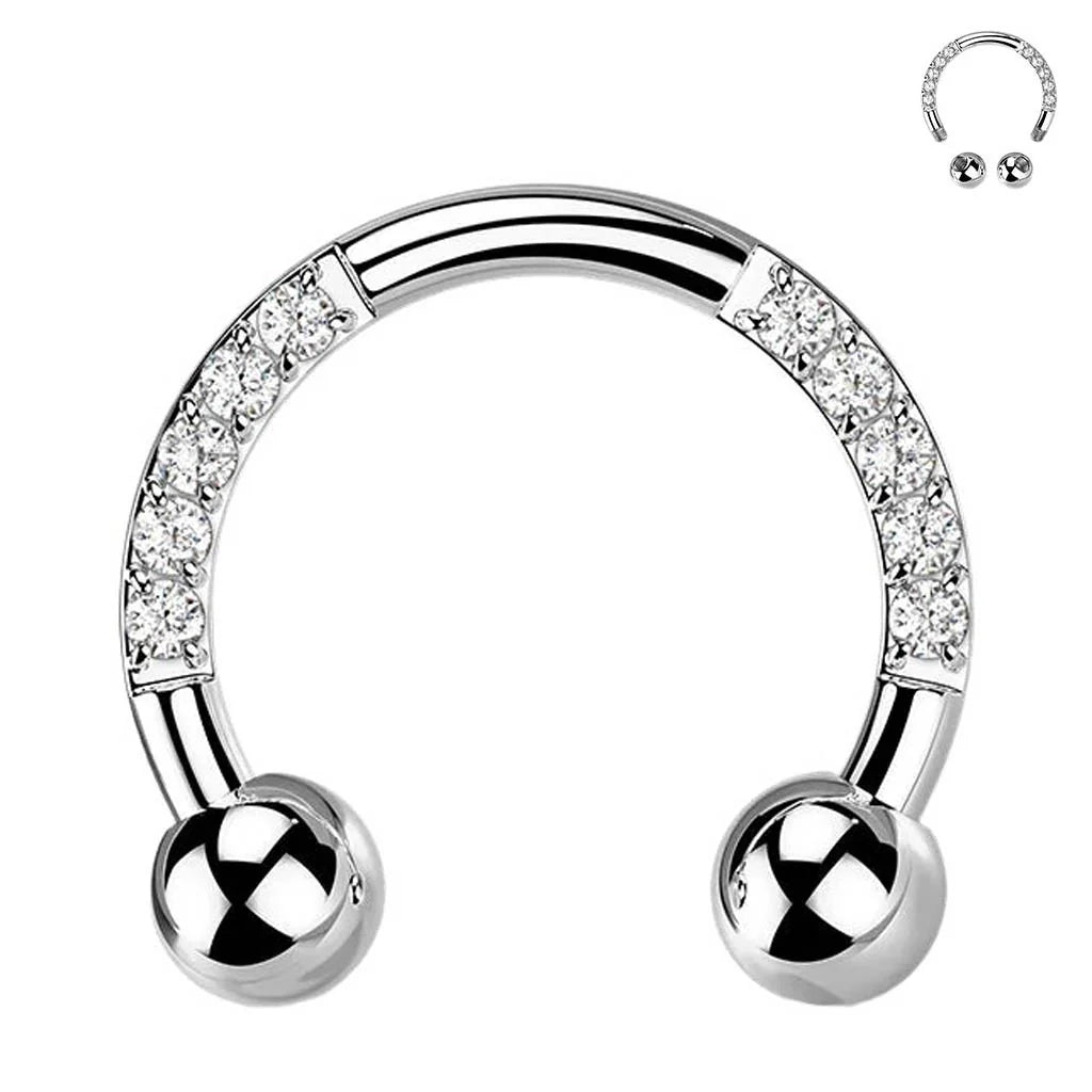 TITANIUM CRYSTAL LINED CIRCULAR HORSESHOE BARBELL