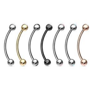 12mm Surgical Steel Curved Barbell with Gemmed Ends for Snake Eye Piercings and More